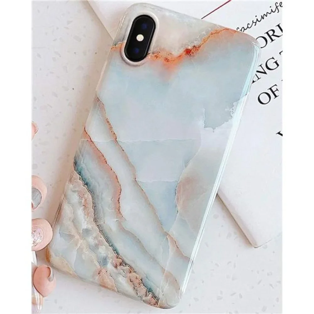 iPhone Xs Max, Luxury Grey Marble Silicone Protective Phone Case - Picture 6 of 6